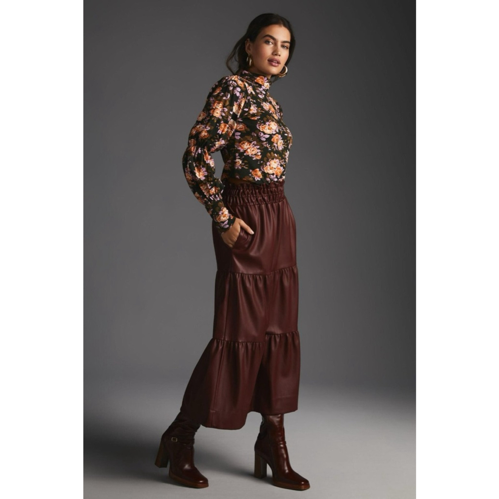 Anthropologie Floral Tiered-Sleeve
Turtleneck Blouse - Picture 3 of 15